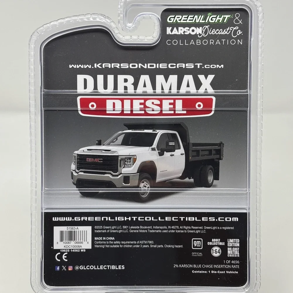 Greenlight 2022 GMC Sierra 3500HD Dually SLT Karson Diecast Duramax Diesel 1:64